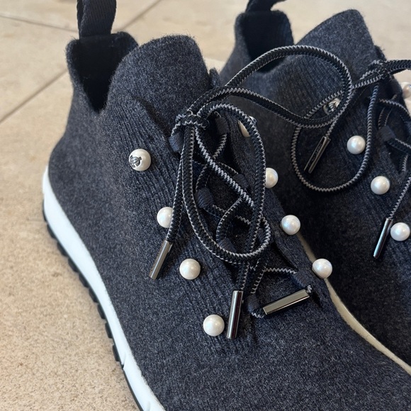 Jimmy Choo Black Pearl-Accent Knit Sneakers - Picture 4 of 7